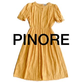 PINORE/レトロワンピース パフ袖 透け花(ひざ丈ワンピース)