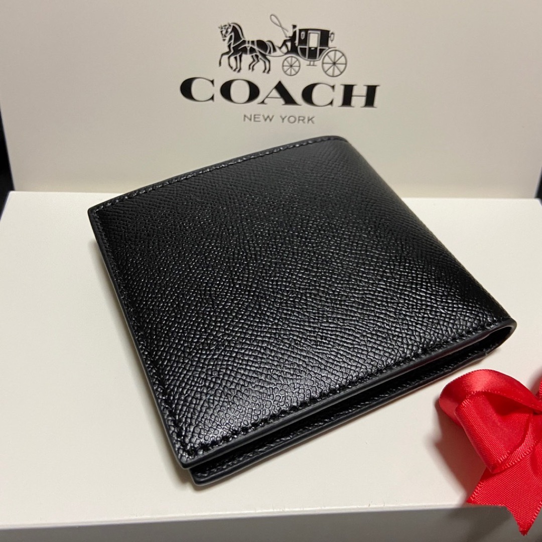 贈り物にも☆新作 コーチ 財布 二つ折 クロスグレインレザーCOACHの