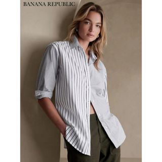 バナナリパブリック(Banana Republic)の【BANANA REPUBLIC】ストライプ切替シャツ　長袖(シャツ/ブラウス(長袖/七分))