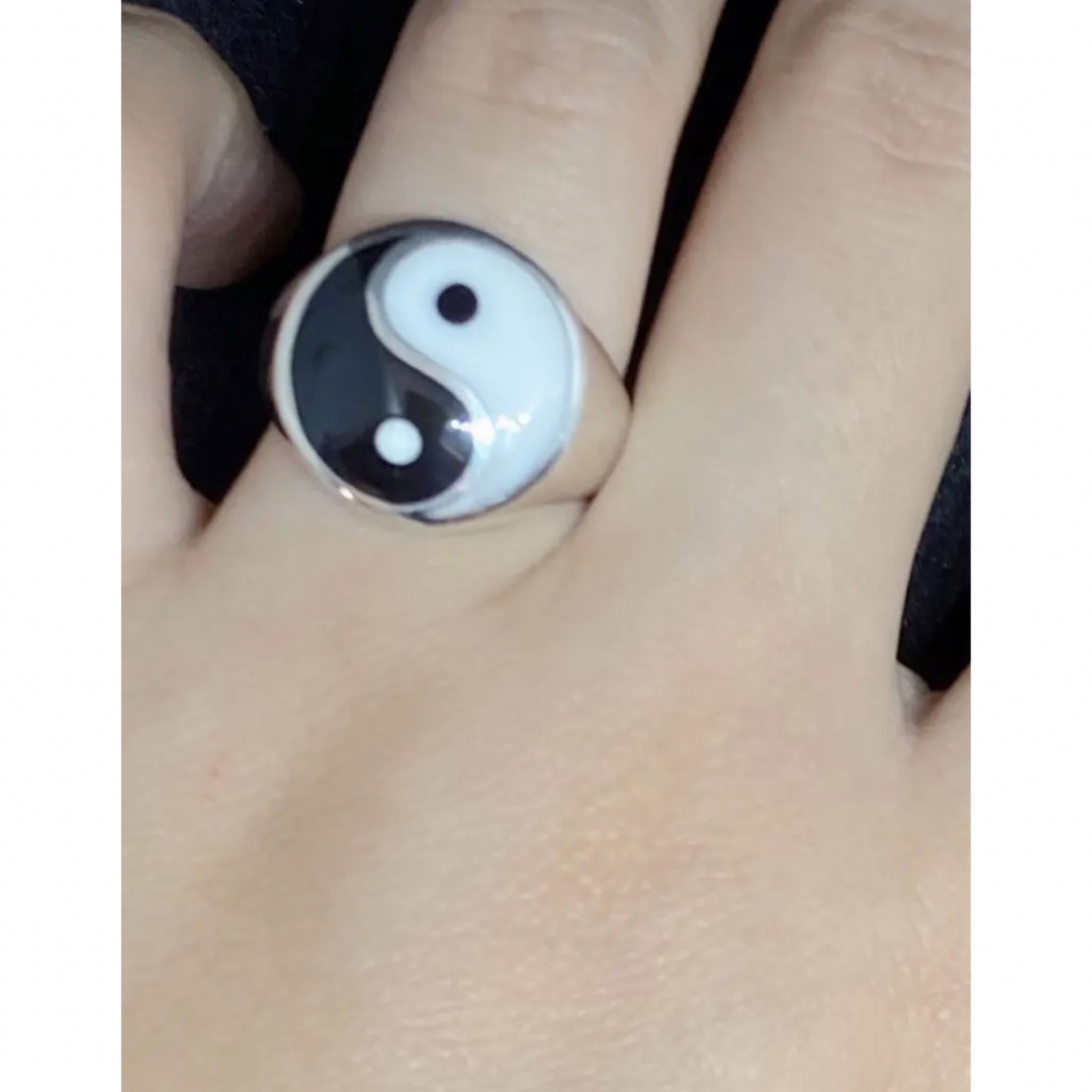 陰陽 オーバル 16号 強運 勾玉 シルバー925 印台 銀 指輪 ギフト