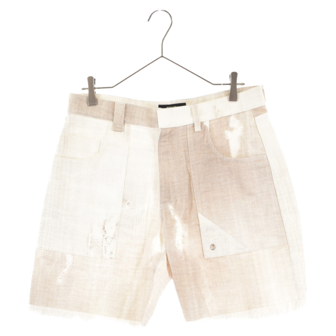 FENDI フェンディ 23SS Bermudas Beige denim trouserss デニムショートパンツハーフパンツ ベージュ FLP307 AMYU