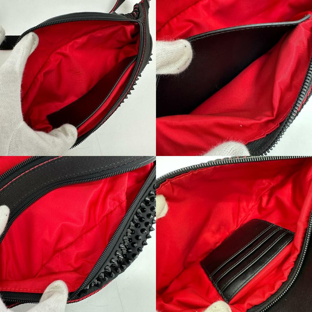 クリスチャンルブタン Christian Louboutin PARISNYC スタッズ 3195229 ウエストバッグ ベルトバッグ バムバッグ カバン ボディバッグ ナイロン/レザー ブラック 美品