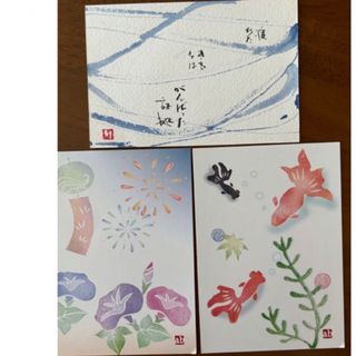 残暑見舞い・暑中見舞い【夏　絵葉書】３枚 あじさい・花火・風鈴・金魚(写真/ポストカード)