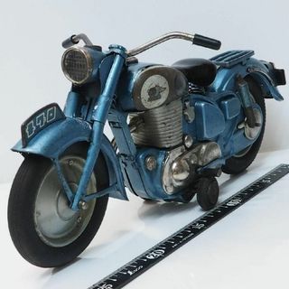 バンダイ(BANDAI)の萬代屋【カワサキ メグロ水色】当時物ブリキ製バイク二輪車オートバイTIN【箱無】(ミニカー)