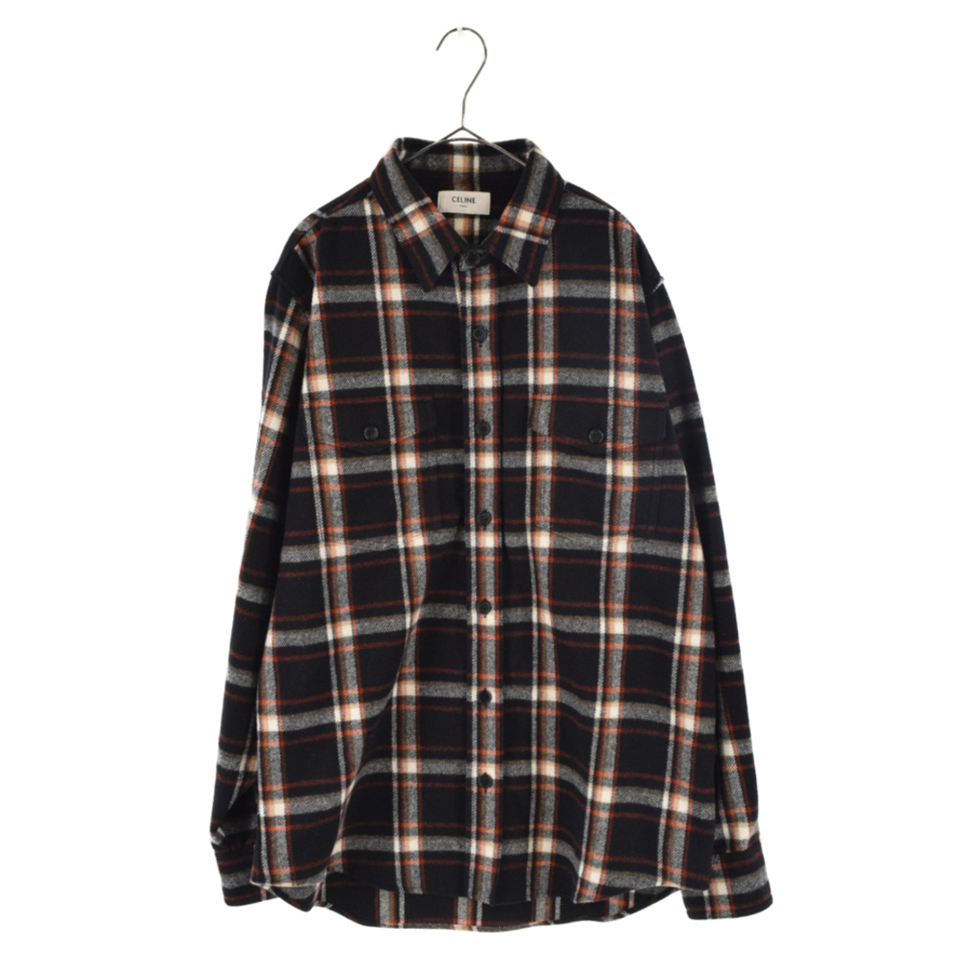 CELINE セリーヌ 21AW Wool Twill Check Loose Shirt ウールツイルチェック ルーズシャツ 長袖シャツ ウールシャツ 2C510231L ブラウン/ブラック/ホワイト