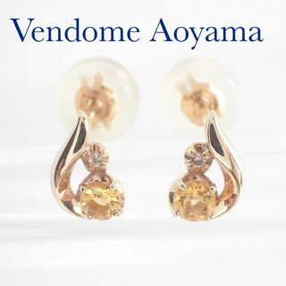 ヴァンドームアオヤマ(Vendome Aoyama)のヴァンドーム青山 K10YG シトリン ダイヤモンド ピアス 保証書付き(ピアス)