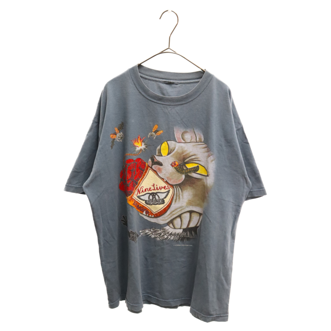 VINTAGE ヴィンテージ 97s VINTAGE AEROSMITH NINE LIVES WORLD TOUR エアロスミス ナインライヴスワールドツアー半袖Tシャツカットソー ブルー