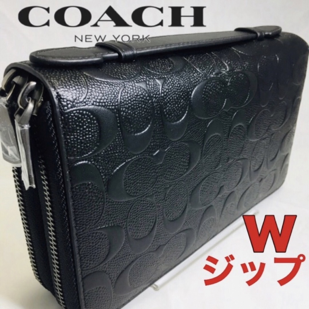 COACH(コーチ)のコーチ ダブルジップ 本革シグネチャー ダブルファスナー 長財布 メンズのファッション小物(長財布)の商品写真