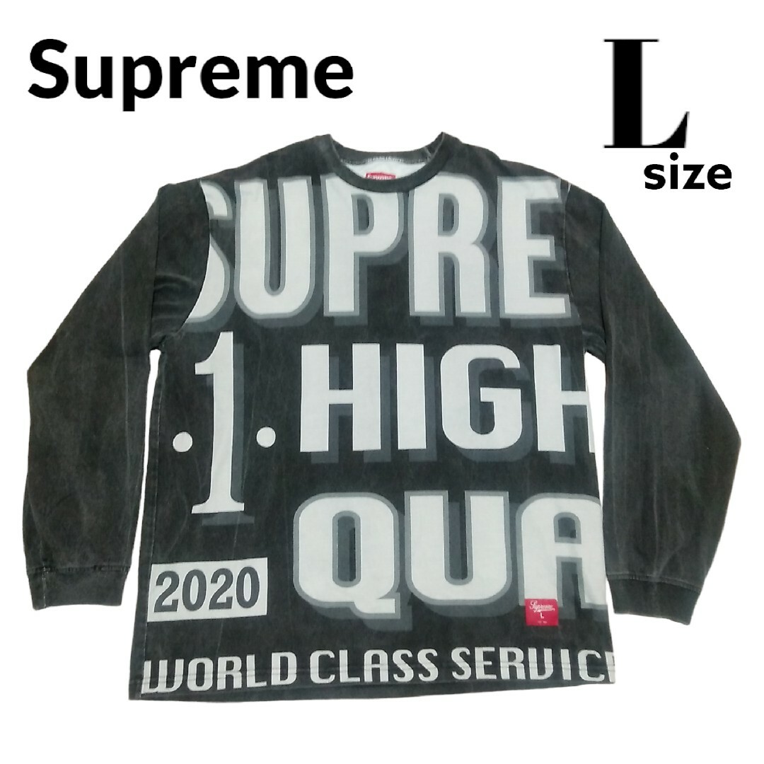 Supreme - Supreme ロンT ビッグロゴ 長袖 総柄 シャツ 黒 20AW L