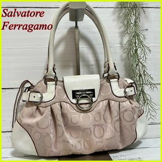 サルヴァトーレフェラガモ(Salvatore Ferragamo)の【美品】サルヴァトーレ・フェラガモ マリッサ ハンドバッグ ガンチーニ ピンク(ハンドバッグ)