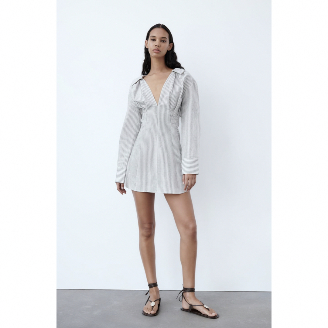 ZARA - ストライプ柄　ショート丈　ワンピース　ZARA ザラ　今期　シャツ　ミニ　ワンピ
