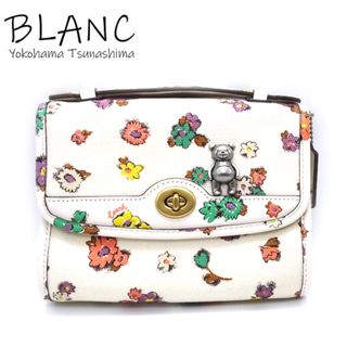 【美品】COACH コーチ マーサー ターンロック レザー 花柄 総柄 ホワイト