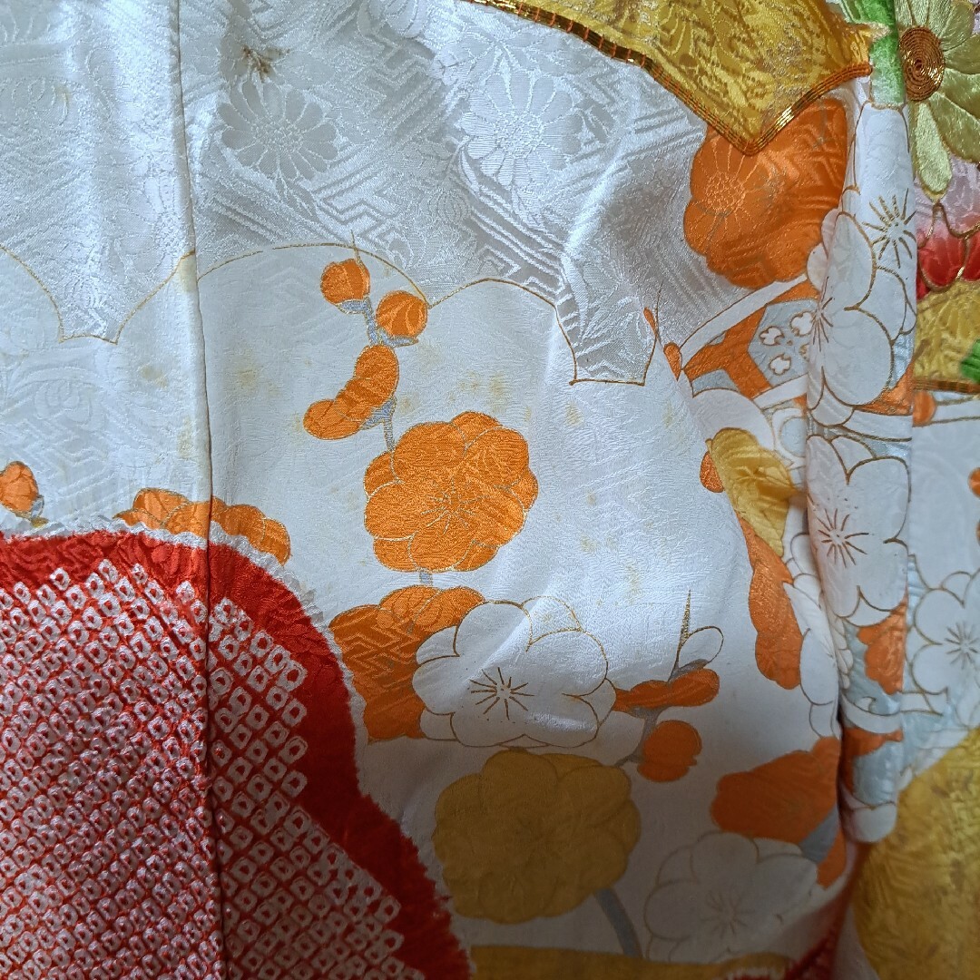 訳あり】正絹 豪華振袖 絞り 金駒刺繍 金彩 - 振袖
