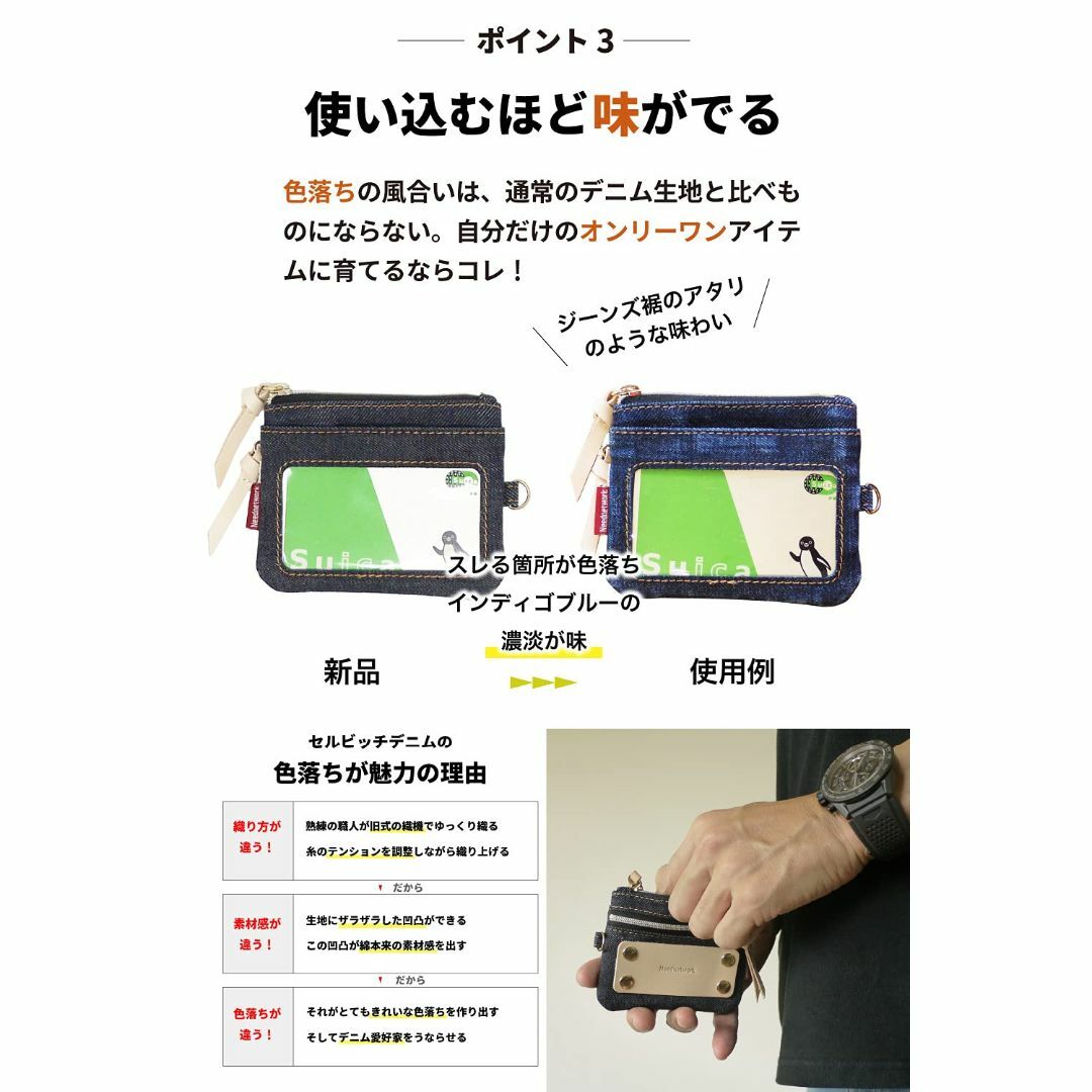 [ニードネットワーク] 岡山デニム 小銭入れ パスケース コインケース 定期入れ メンズのバッグ(その他)の商品写真