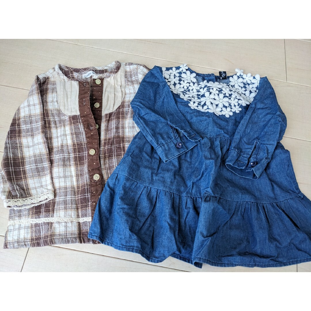 トップス2枚セット90 キッズ/ベビー/マタニティのキッズ服女の子用(90cm~)(Tシャツ/カットソー)の商品写真