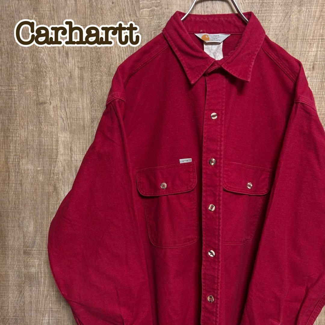 Carhartt カーハート　フランネルシャツ　レッド　ロゴタグ