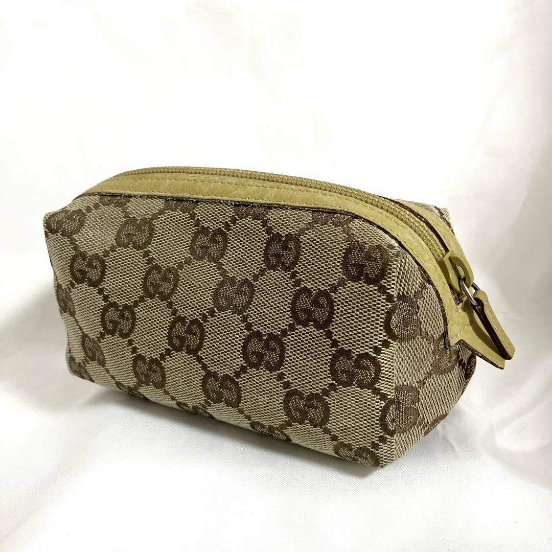 Gucci - GUCCI ポーチ 化粧ポーチ GGキャンバス ベージュ ブラウン