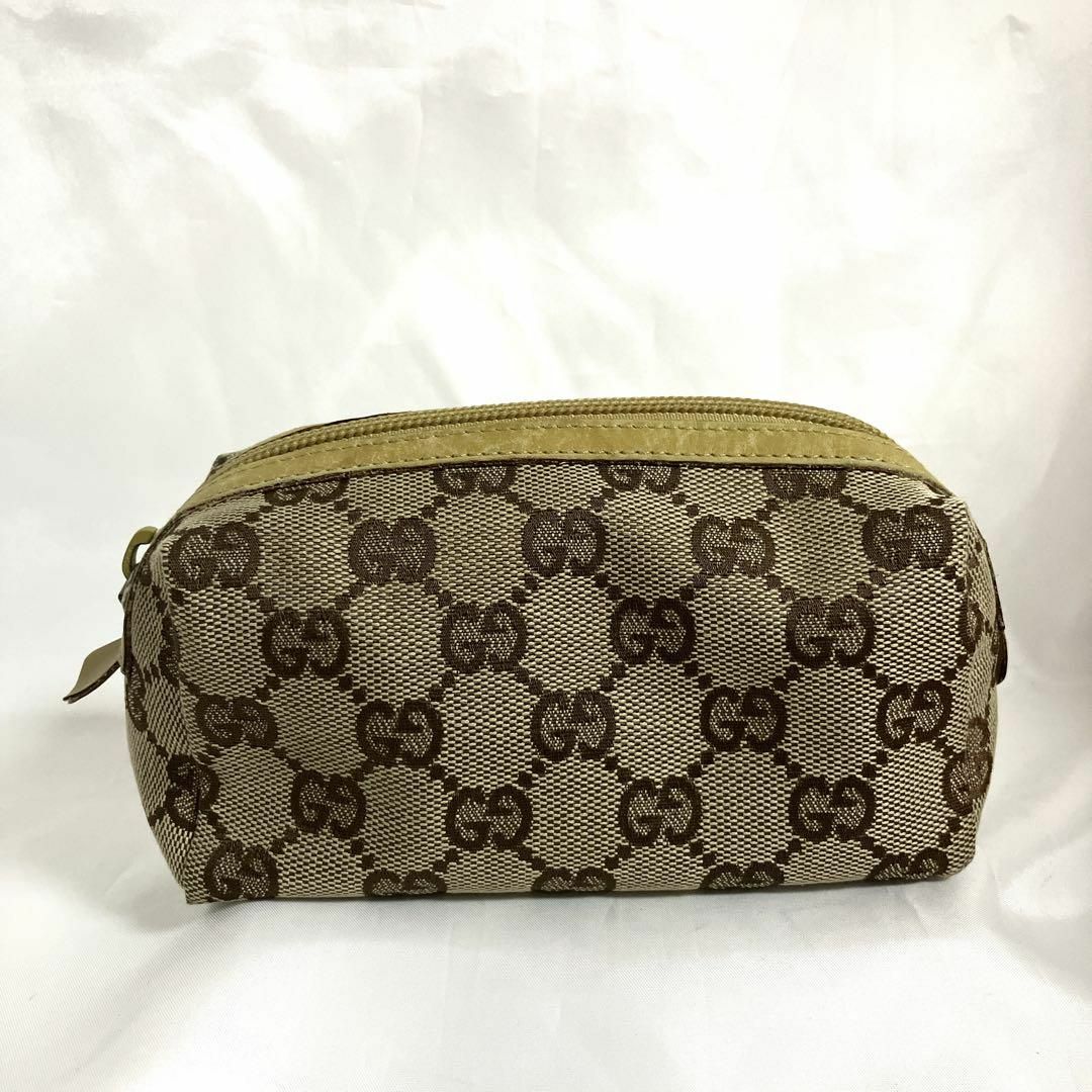 Gucci - GUCCI ポーチ 化粧ポーチ GGキャンバス ベージュ ブラウン