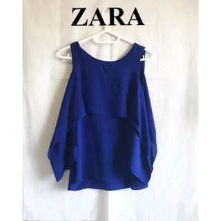 ザラ(ZARA)のZARA★オープンショルダー レイヤードスタイルトップスXS/ロイヤルブルー(シャツ/ブラウス(長袖/七分))