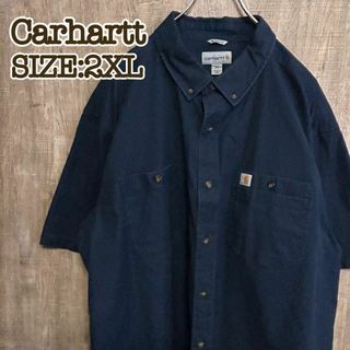 カーハート(carhartt)のCarhartt カーハート　半袖BDシャツ　ロゴタグ　ネイビー　2XL(シャツ)