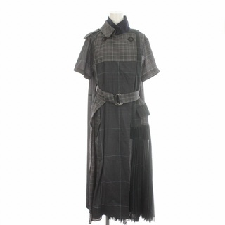 sacai サカイ 22SS Suiting Mix Dress プリーツコンビワンピース ベージュ 1