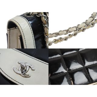 CHANEL シャネル チョコバー バイカラー Wチェーンショルダーバッグ 6番台 パテントレザー ブラック ホワイト 良品 中古 51965