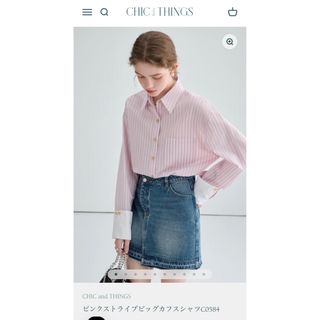 CHIC &THINGS ピンストライプビックカフスシャツ(シャツ/ブラウス(長袖/七分))