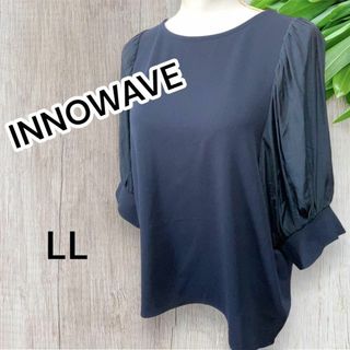 INNOWAVE イノウェーブ ブラウス 五分袖 ネイビー バルーン LL(シャツ)