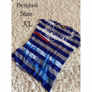 デシグアル(DESIGUAL)のDesigual  半袖カットソー　ボーダー　XL 大きいサイズ(カットソー(半袖/袖なし))