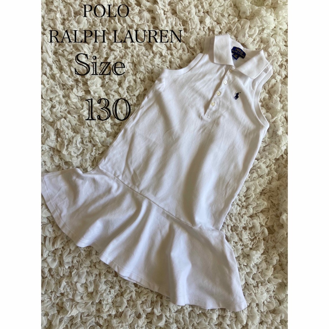 POLO RALPH LAUREN(ポロラルフローレン)のPOLO RALPH LAUREN 130チュニック白フリルノースリーブ キッズ/ベビー/マタニティのキッズ服女の子用(90cm~)(Tシャツ/カットソー)の商品写真