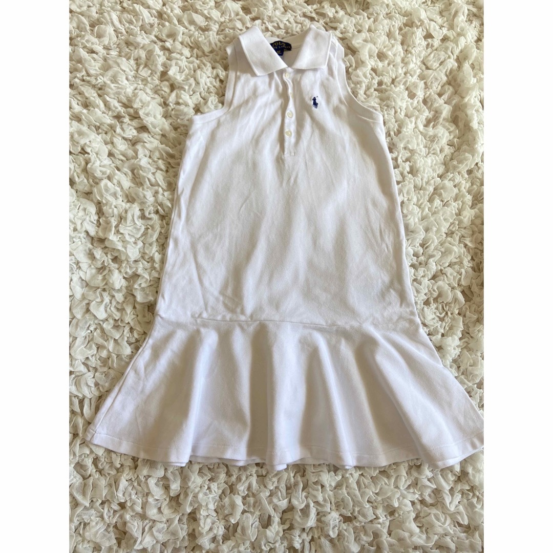 POLO RALPH LAUREN(ポロラルフローレン)のPOLO RALPH LAUREN 130チュニック白フリルノースリーブ キッズ/ベビー/マタニティのキッズ服女の子用(90cm~)(Tシャツ/カットソー)の商品写真