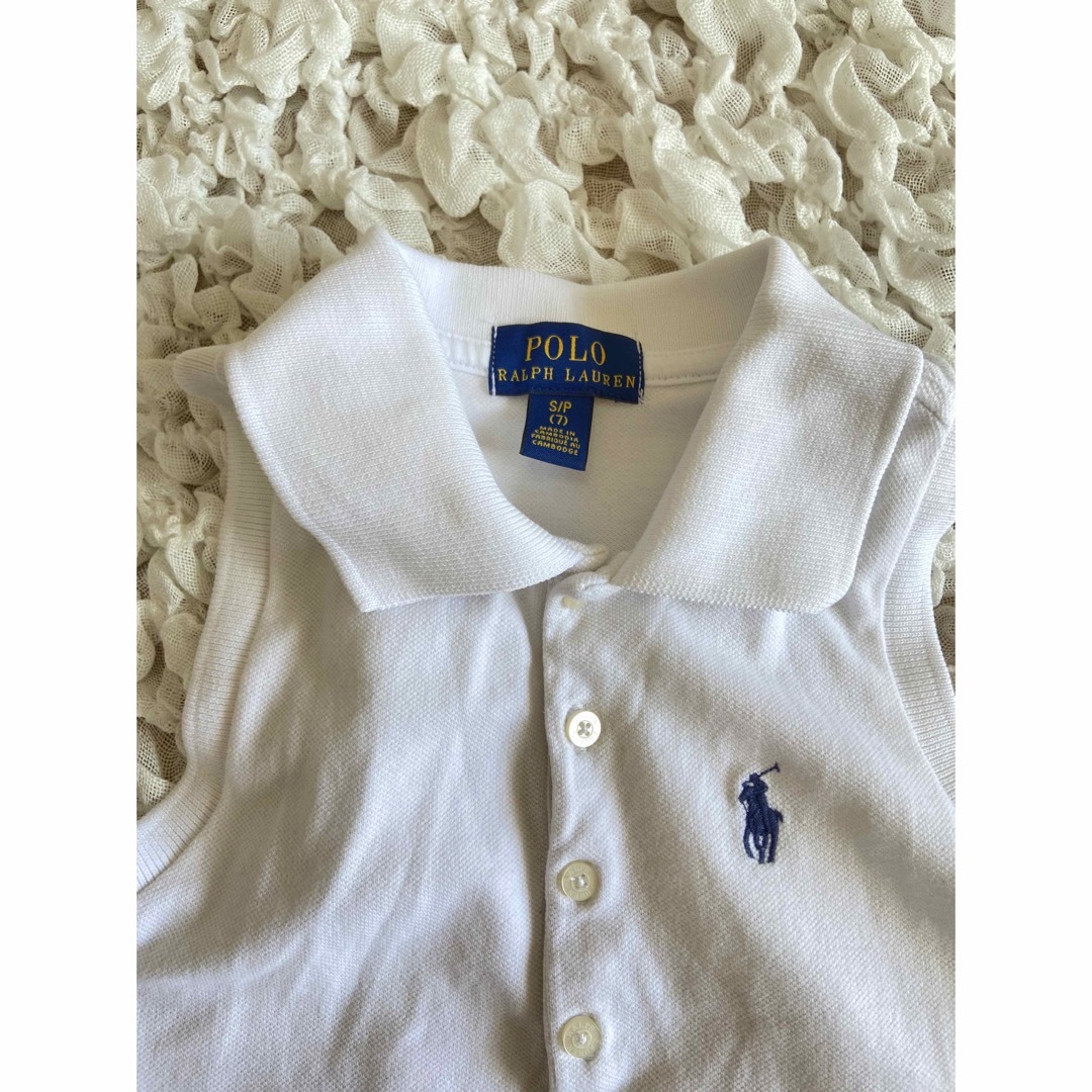 POLO RALPH LAUREN(ポロラルフローレン)のPOLO RALPH LAUREN 130チュニック白フリルノースリーブ キッズ/ベビー/マタニティのキッズ服女の子用(90cm~)(Tシャツ/カットソー)の商品写真