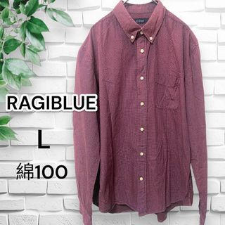 RAGIBLUE レイジブルー ドット ワイン色 シャツ 綿コットン100 L(シャツ)