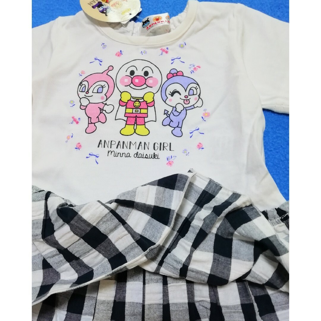 アンパンマン(アンパンマン)のお買い得♡　90cm　アンパンマン　リップルフリル半袖Tシャツ　ブラック キッズ/ベビー/マタニティのキッズ服女の子用(90cm~)(Tシャツ/カットソー)の商品写真