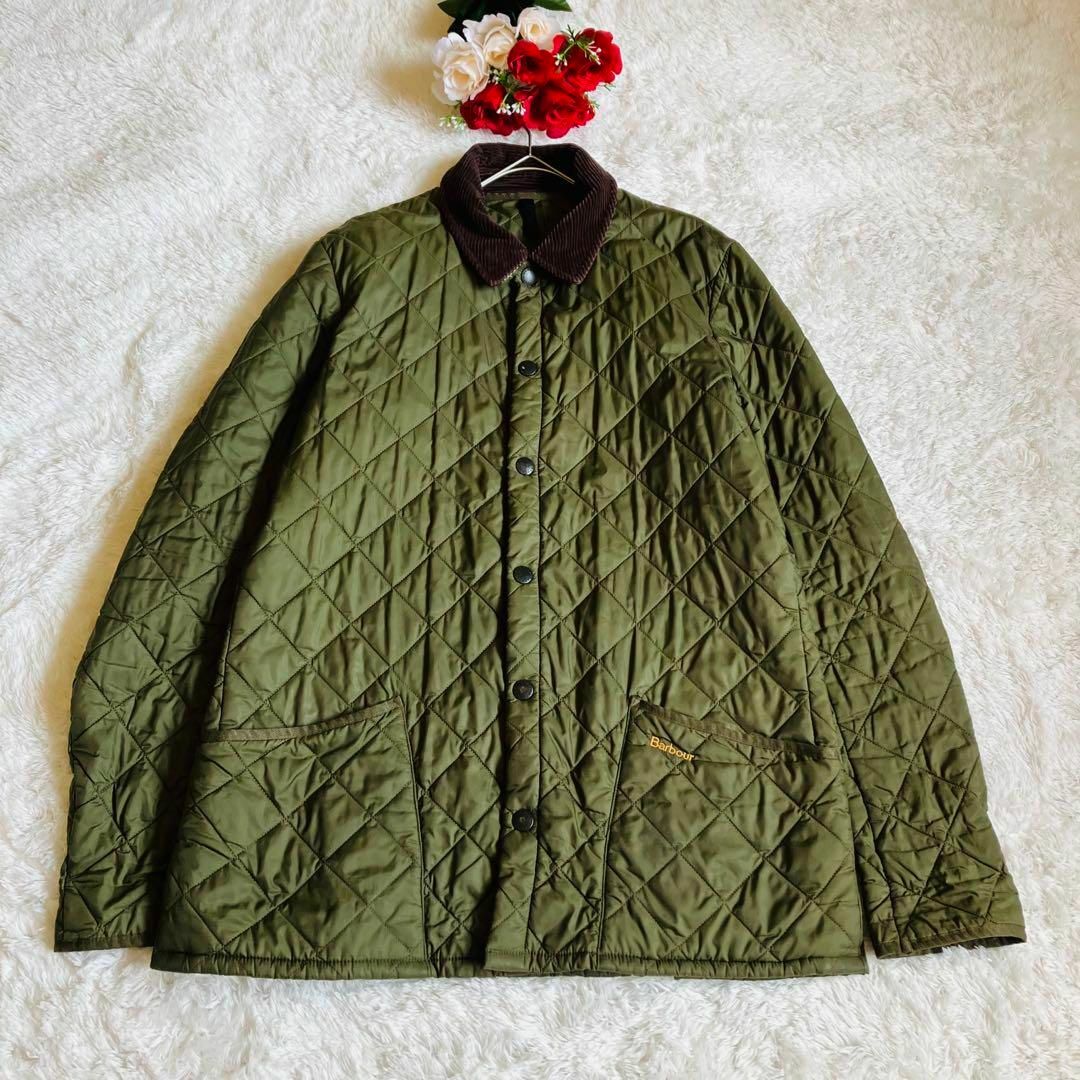 Barbour バブアー キルティングジャケット 刺繍  ユーロ  ヨーロッパ カバーオール カーキ (メンズ XL)   O7334