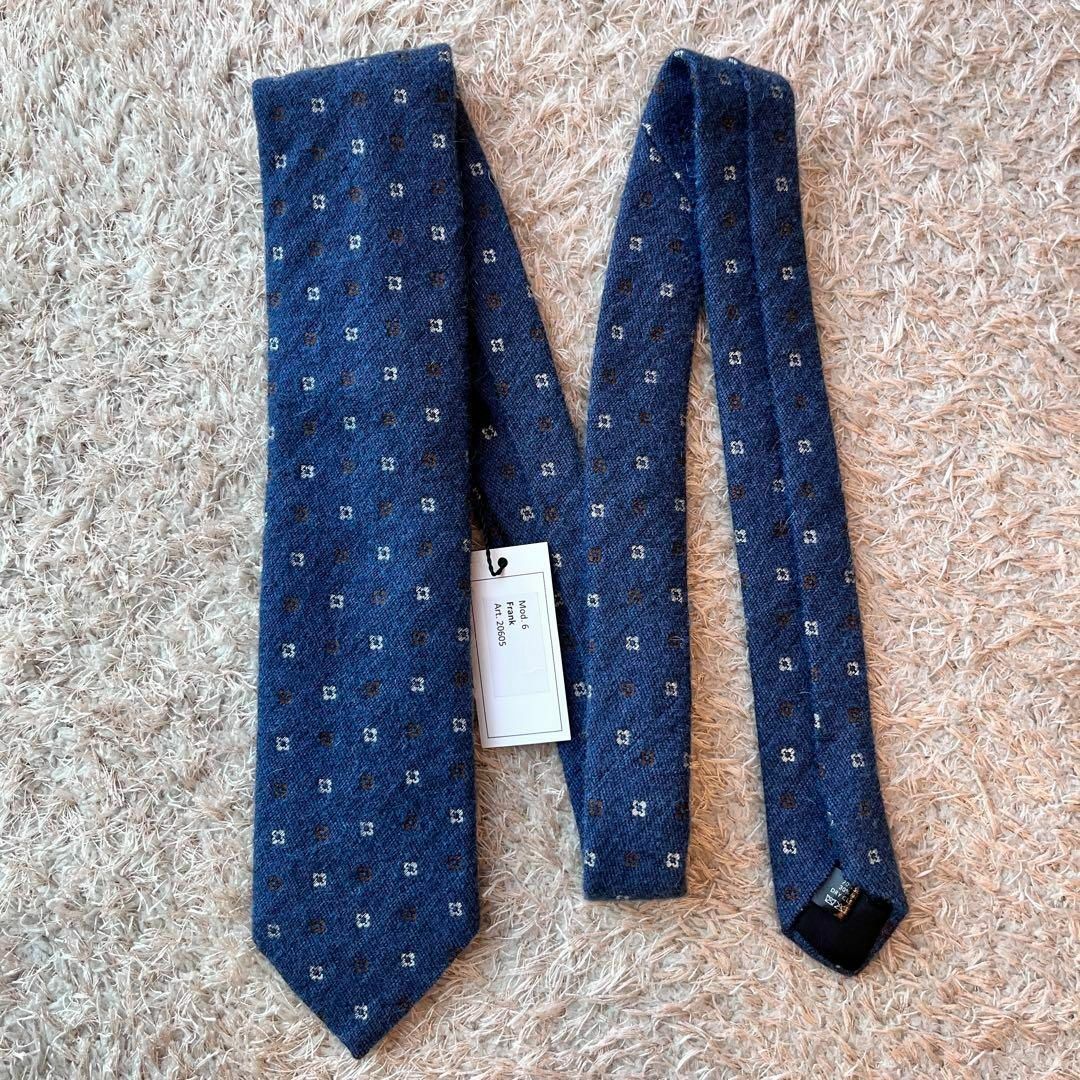 未使用】TIE YOUR TIE シルク モヘヤ ネクタイ ネイビー 小紋柄 - ネクタイ