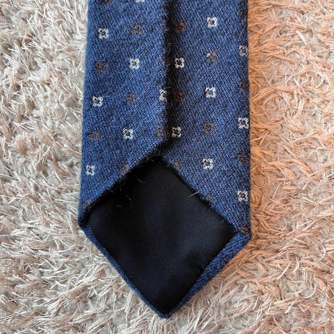 未使用】TIE YOUR TIE シルク モヘヤ ネクタイ ネイビー 小紋柄 - ネクタイ