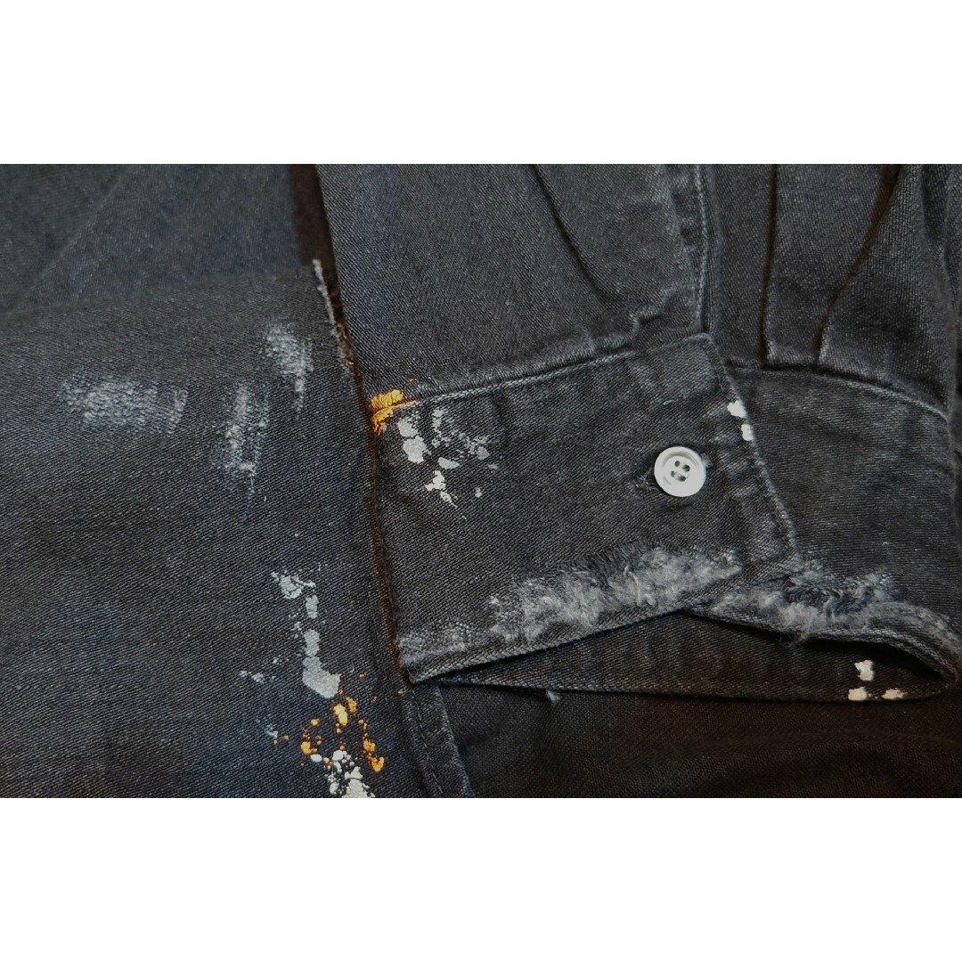 ANCELLM DENIM PAINT LONG SHIRT(BLACK)シャツ - シャツ