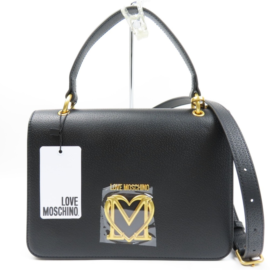 未使用品 MOSCHINO モスキーノ BORSA ラブ モスキーノ サッチェルバッグ 2WAY ショルダーバッグ スカーフ付 タグ付き ハンドバッグ レザー ブラック