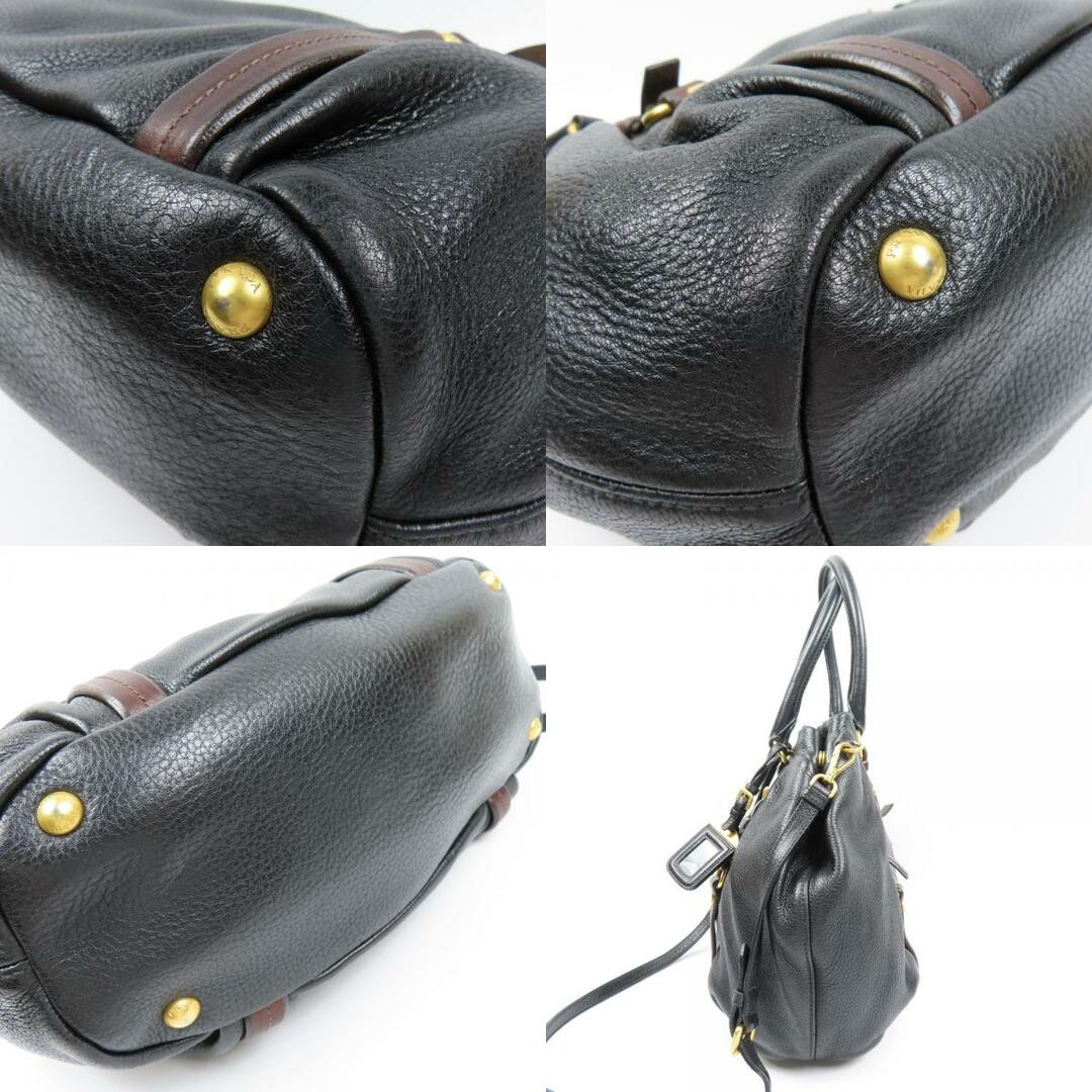 極美品 PRADA プラダ 2WAY ショルダーバッグ シカ ロゴ BN1773 ハンドバッグ/ディアスキン ブラック