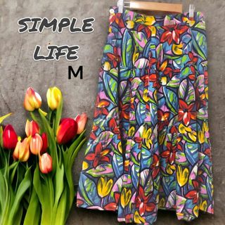 【美品】エレメントオブシンプルライフ SIMPLELIFE スカート フレア M(ひざ丈スカート)