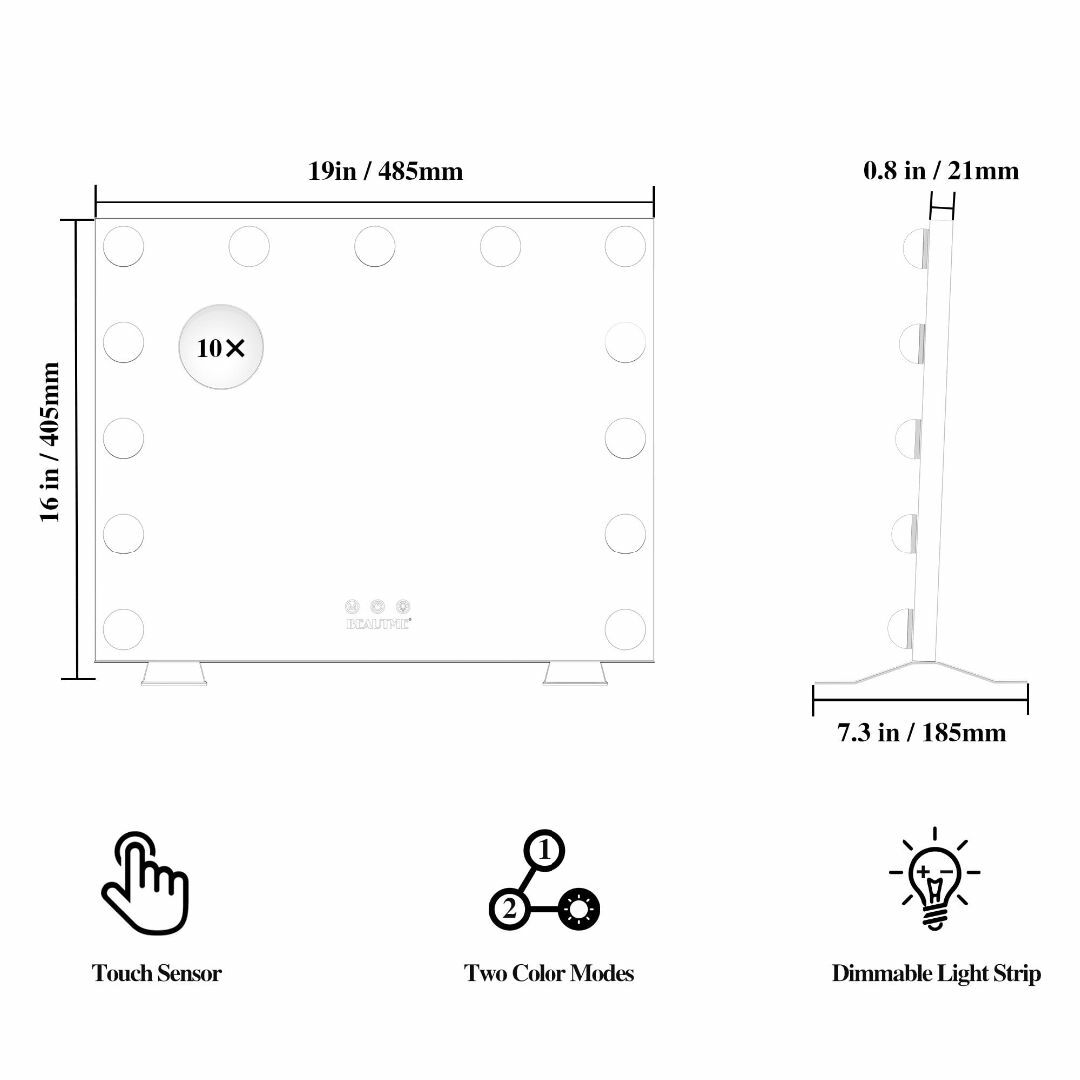BEAUTME 女優ミラー ハリウッドミラー 女優鏡 化粧ライトミラー 13個L 5