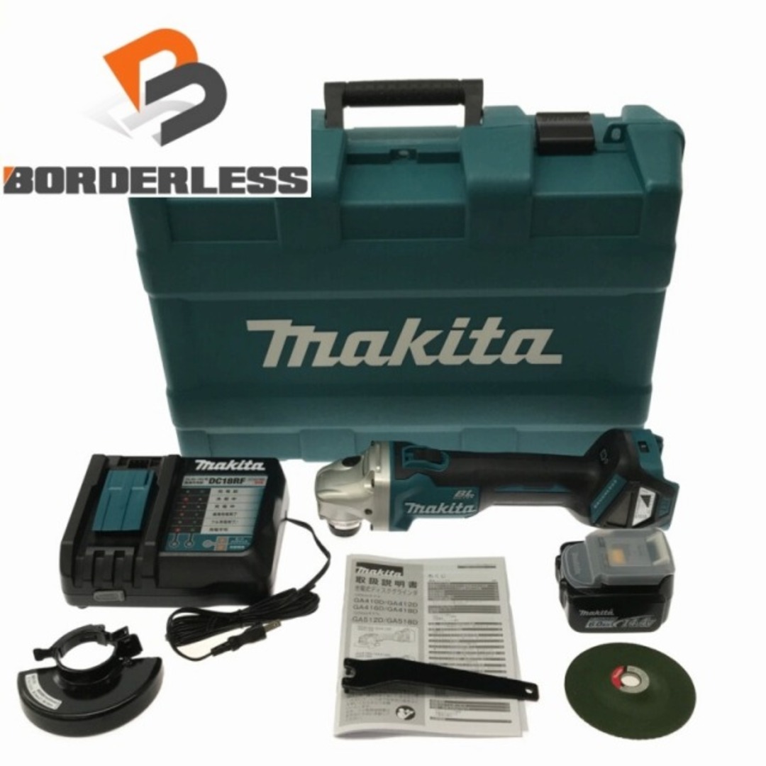 工具☆未使用品☆makita マキタ 14.4V 100mm 充電式ディスクグラインダー GA410DRG バッテリー1個(14.4V 6.0Ah) 充電器 ケース付 76955