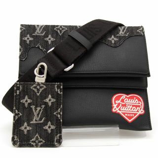 ルイヴィトン(LOUIS VUITTON)の美品 トリオ･ポーチ LVスクエアード モノグラム M81013 ブラック(ショルダーバッグ)