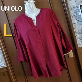 UNIQLO ユニクロ 半袖ブラウス レッド きれいめ L オフィスカジュアル