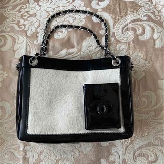 シャネル(CHANEL)のCHANELシャネルショルダーバッグ　パテント　ハラコ(ショルダーバッグ)