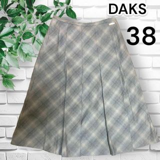 DAKS ダックス プリーツ フレアスカート 毛100% 38 Ｍ(ひざ丈スカート)