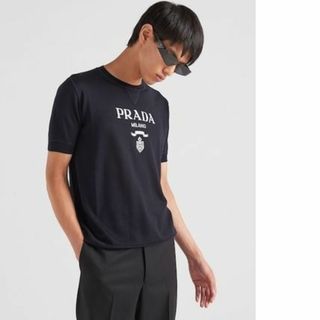 PRADAプラダネイビーニットSトップスTシャツ