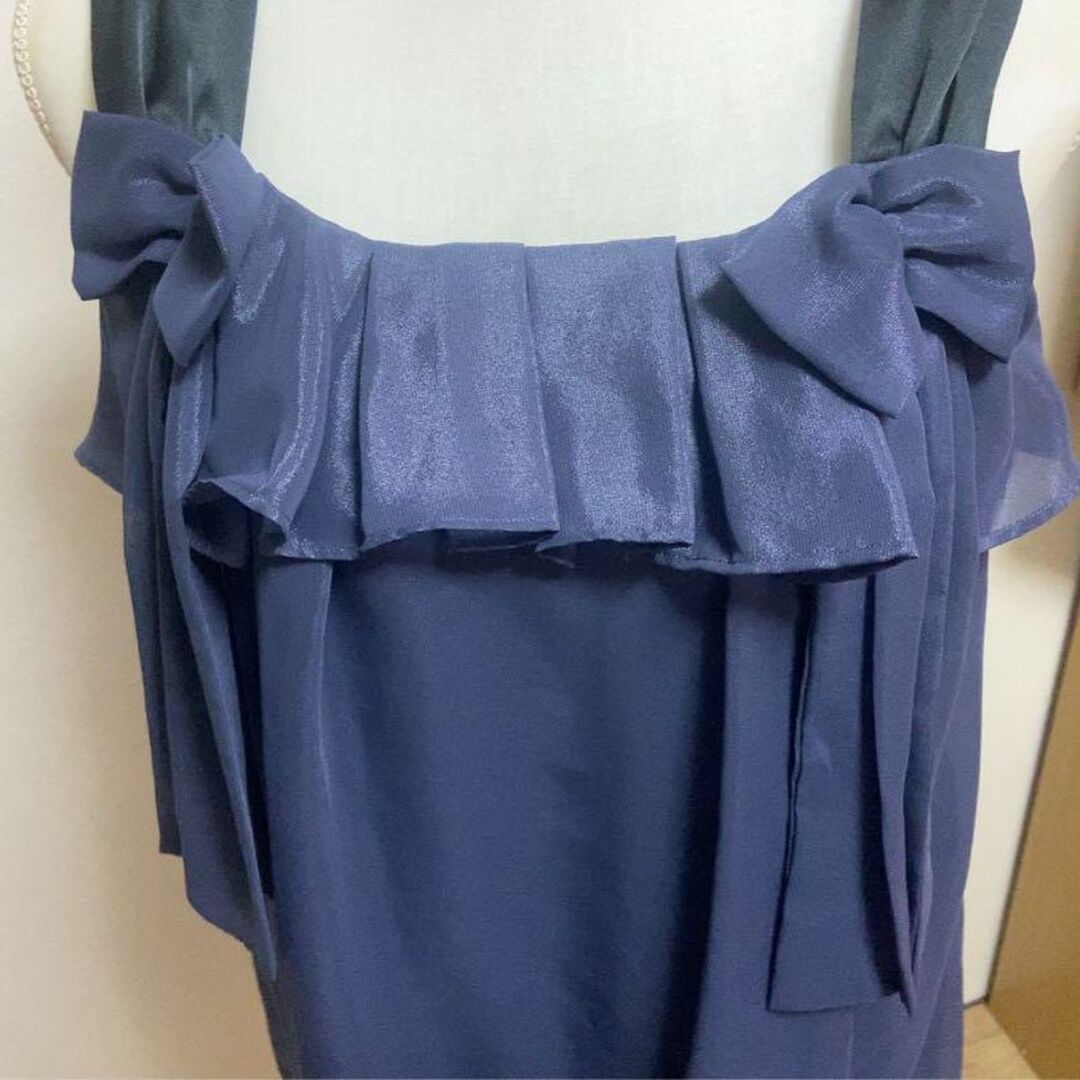【美品】cloche クロシェ ブルー くらげ風ドレス 胸元リボン 2 レディースのフォーマル/ドレス(ミディアムドレス)の商品写真