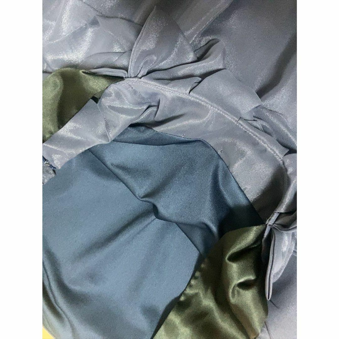 【美品】cloche クロシェ ブルー くらげ風ドレス 胸元リボン 2 レディースのフォーマル/ドレス(ミディアムドレス)の商品写真